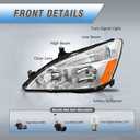 Headlights Assembly for 2003-2007 Honda Accord 2/4dr Chrome Housing Amber Reflector Clear Lens Replacement Driver and Passenger Side(No Bulb)