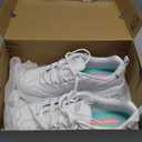 Skechers Women's D'Lites Memory Foam Lace-up Sneaker,White Silver,7 M US