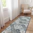 Lahome Moroccan Trellis Washable Runner Rug, 2x6 Runners for Hallways 6 Feet Non Slip Vintage Laundry Room Rug Vintage Ultra-Thin Long Carpet for Kitchen Bedroom Elise, Blue