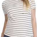 Motherhood Maternity Women's Short Sleeve Crew Neck Nursing Lightweight Tee Shirt for Breastfeeding with Easy Lift-Up Access (Beige, M)