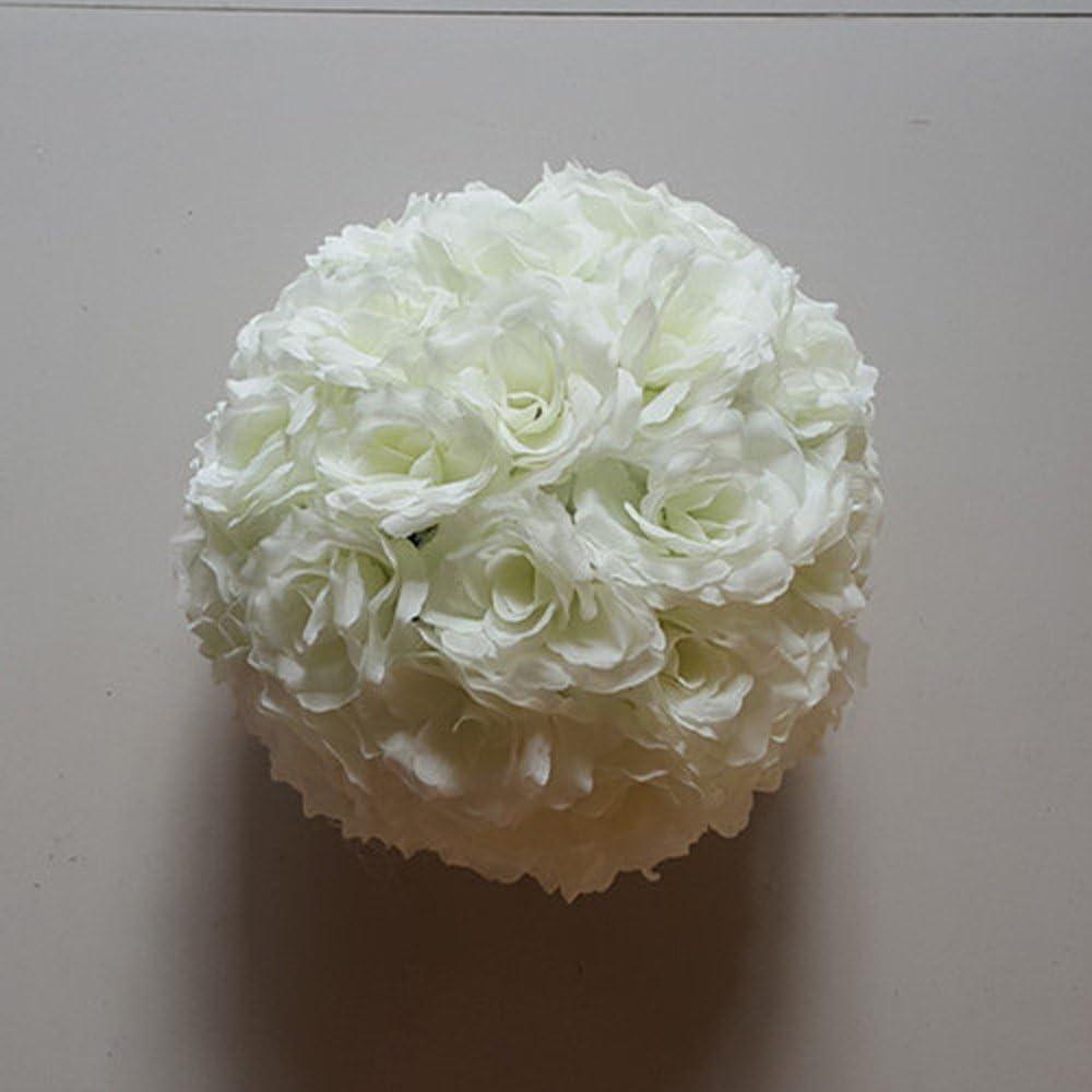 10 Pack 3 inch Artificial Rose Satin Pomander Kissing Balls for Home Wall Wedding Party Ceremony Decoration,Cream