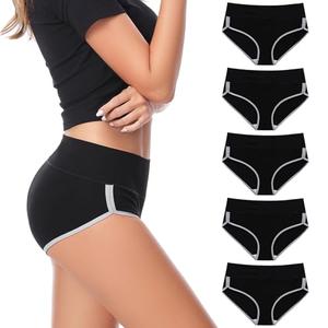 CAILECOTTON Womens Underwear Cotton Underwear for women High Waisted Full Coverage Brief Soft Stretch Breathable Everyday Hipster Ladies Pantie Comfy Briefs - Black 5 pack M