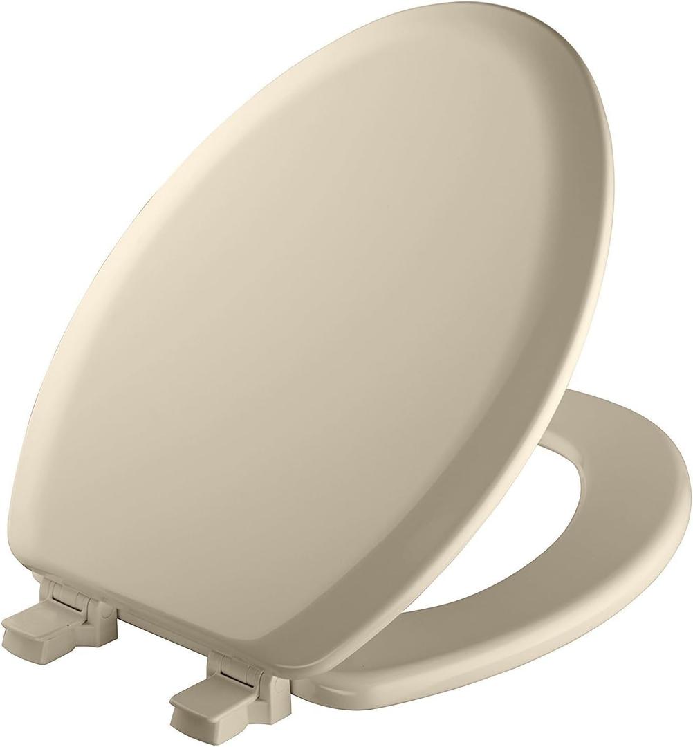Mayfair Cameron Bone Toilet Seat, Non Slip Heavy Duty Wood, Easy Clean, Made in USA, Elongated