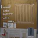 Mom's Choice-GROWNSY Baby Gate for Stairs, 29.5"-48.4" Pressure Mounted Baby Gate for Top of Stair&Doorway with V-Shaped Rods, Anti-Trip Pedal, Extra Wide Stairs Dog Gate Easy Install w/Red Reminder