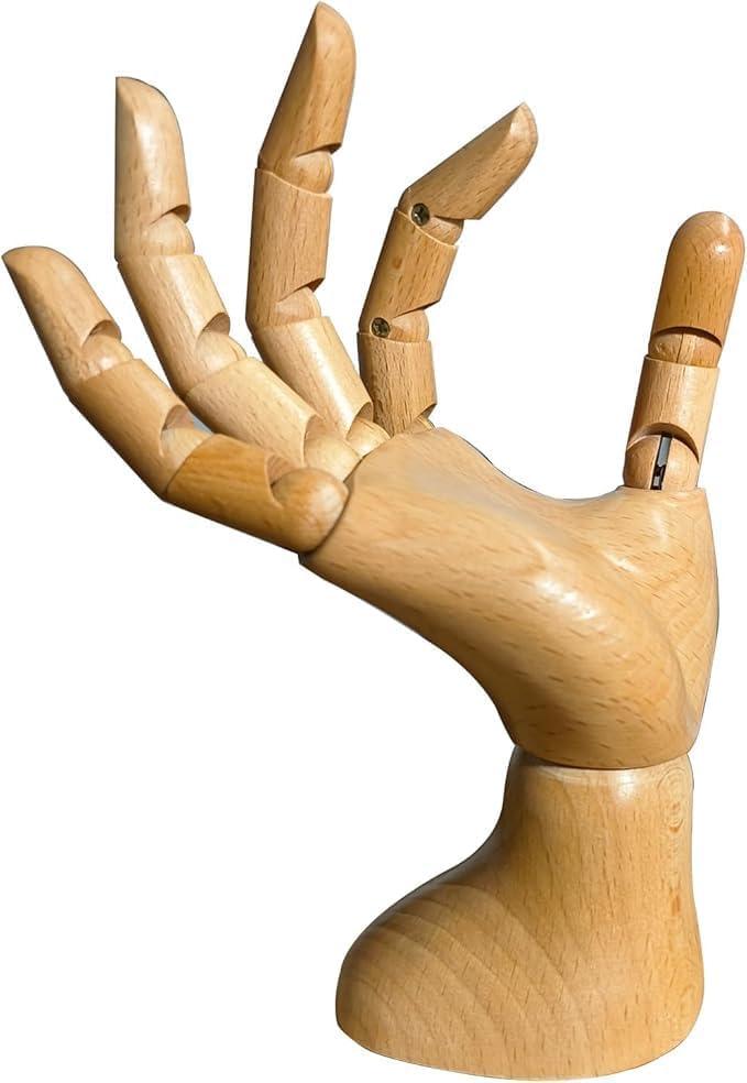 Mannequin,Mannequin Hand,Hand Model,Hand Mannequin for Nails,Drawing Mannequin Wooden Hand,Wooden Mannequin,Wood Hand,Hand Model for Drawing,  Male_right 7.9 in