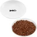 2 Pcs Cat Bowls, Wide & Shallow Cat Plates for Whiskey Fatigue Relief, 15cm/ 6’' Ceramic Cat Feeding Dishes Cute Fish Bone Design, Wet & Dry Food Feeding Bowls for Kittens, Cats, Puppies