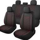 YGL Breathble Car Seat Covers Full Set, Washable Seat Covers for Cars, Premium Cloth Car Seat Protectors, Interior Covers for Cars, Sedan Van Truck SUV(Black/Red)