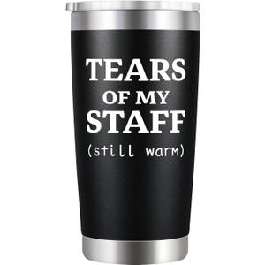 KOOLDRINK Tears of My Staff Tumble-Funny Gifts for Boss from Corworker-Best Bosses Day Farewell Christmas Birthday Gifts for Men Women Assistant,Principal-20oz insulated Travel Mug Black