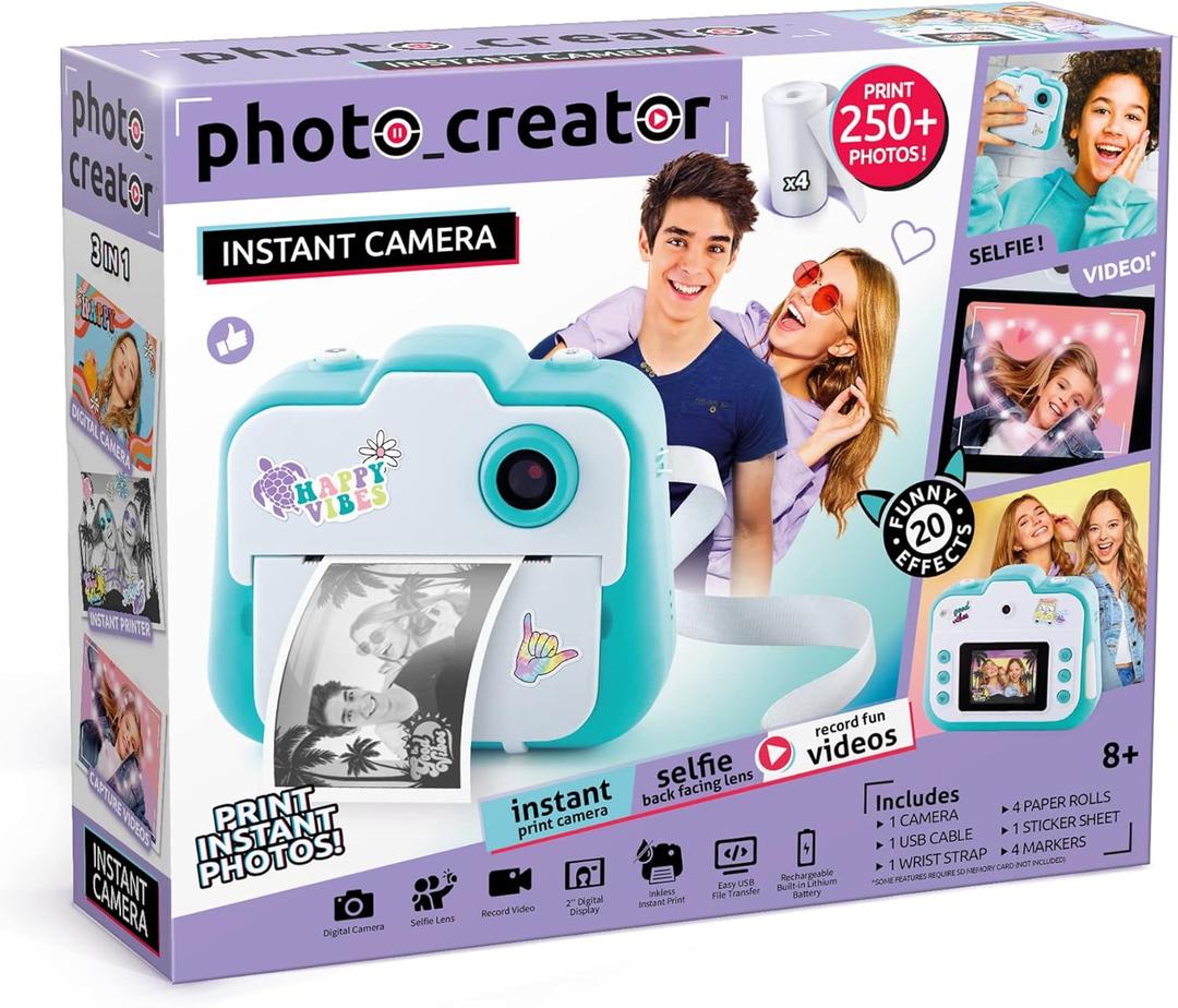 Canal Toys Photo Creator Instant Print Camera  Photo, Selfie and Video  Thermal Paper for 250 Photos  LCD Screen. 8+