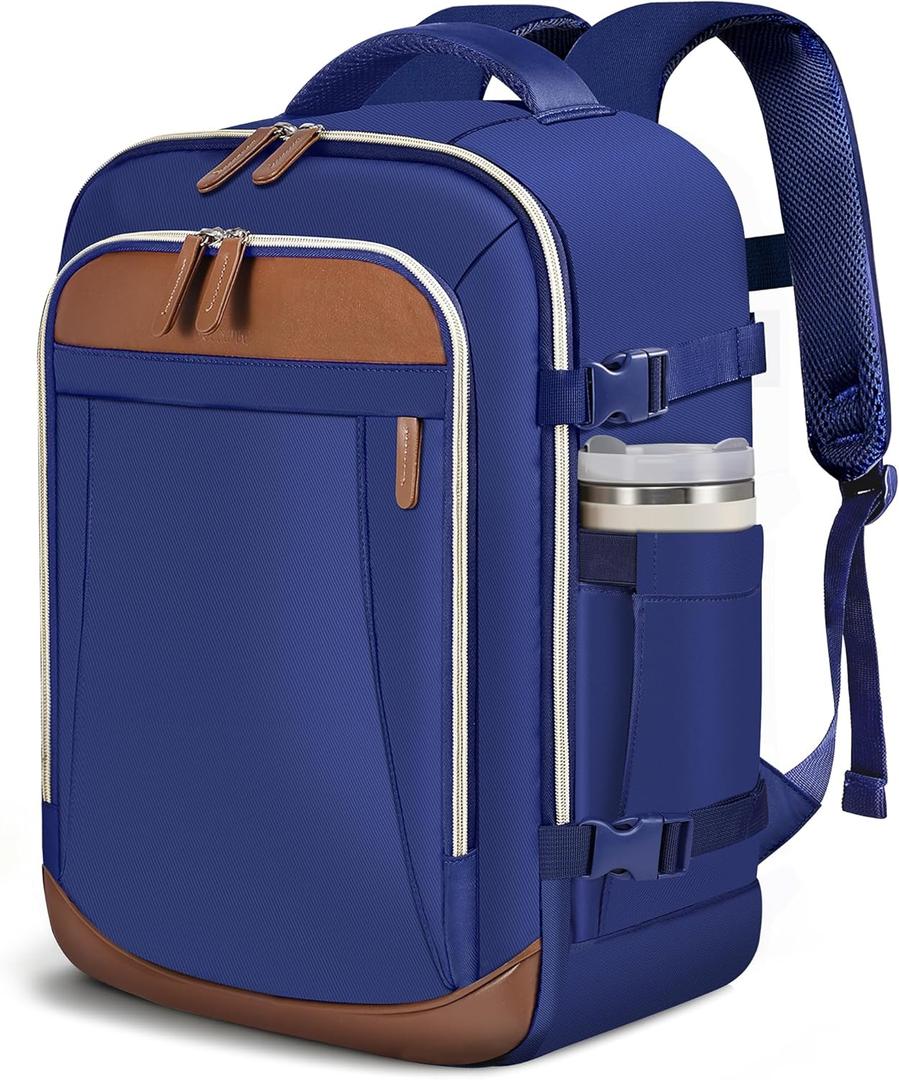 Travel Backpack for Women & Men, 15.6 inch Laptop Bag Flight Approved, Large Carry On Anti-theft Backpack for Travel Work Business Weekender (28L, Blue)