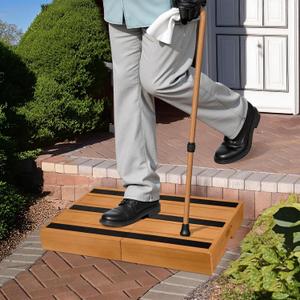 Wooden Step Stool One Step Stool for Adults Non-Slip Platform Mobility Step Heavy Duty Outdoor Steps for Seniors Adults with Bad Knee,No Assembly Required(25.7" L x 17.1" W x 3.38" H)