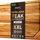 20'' Extra Large Teak Cutting Board Kitchen Non Slip Wood Butcher Block | Wooden Chopping Board, Heavy Duty, Over Sink, Solid Thick, Meat, Non Toxic, Extra Large, Juice Groove, Best Kitchen Gift