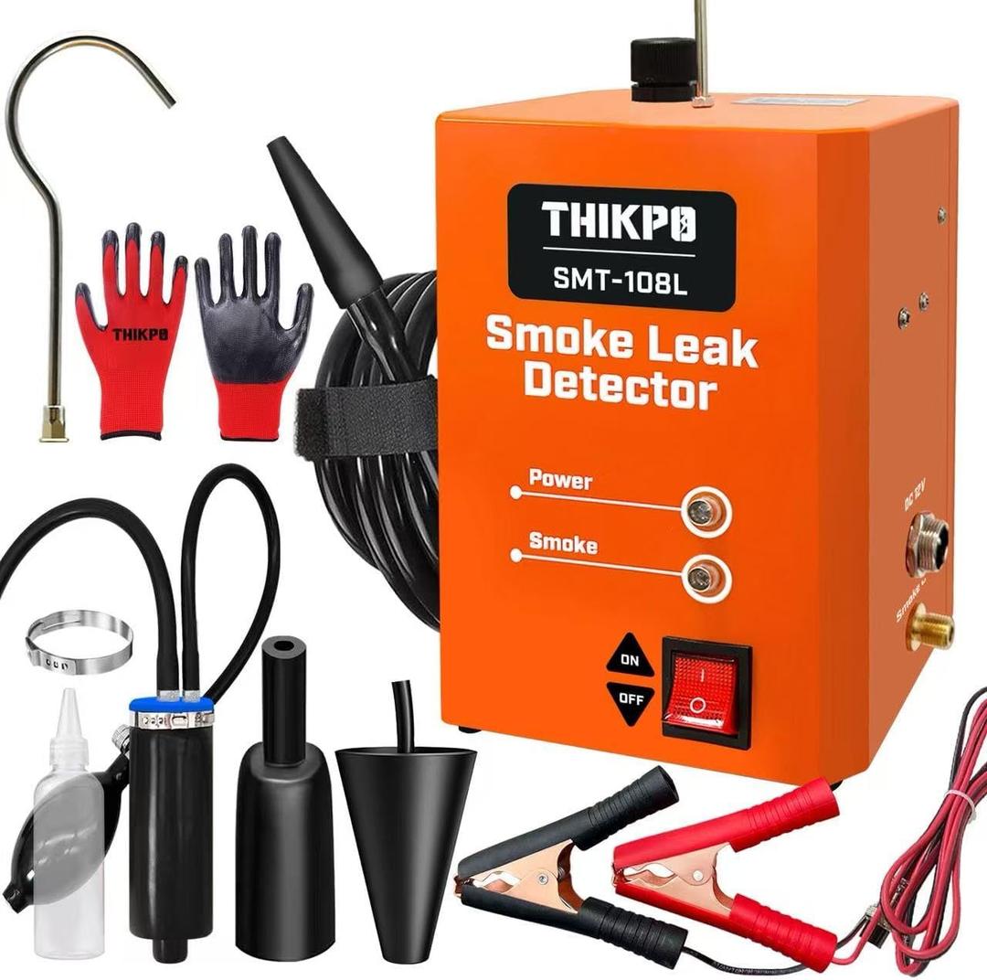 THIKPO Automotive Smoke Machine with Built-in Air Pump, Smoke Leak Detector for EVAP Vacuum, Pipe System, Fuel Leakage, 12V DC Vehicle Leakage Diagnostic Tester