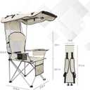Camping Chairs with Canopy, Portable Quad Lawn Chair for Adults, Folding Recliner Chair with Cup Holder Outdoor Events and Shade- Support 330 LBS