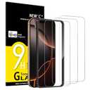 NEW'C 3 Pack Designed for iPhone 17/17 Pro, iPhone 16 Pro Screen Protector (6.3 inches), Enhanced Tempered Glass Protection with easy installation tool included, Case Friendly