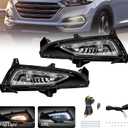 LED&DRL Fog Light Fit For 2016 2017 2018 Hyundai Tucson, A Pair Of Front Bumper Fog Lamps With Clear Lens And Covers