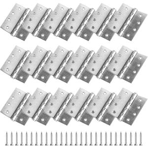 18 Pack Ball Bearing Door Hinges, 4 x 4 Inches Heavy-Duty Stainless Steel Door Hinges with Square Corners, 3 mm Thickness Stainless Steel Exterior & Interior Door Hardware, Silver