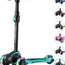 TONBUX Kids Scooter for Age 3-12, Toddler Scooter with 4 Adjustable Heights, Light Up 3-Wheels Scooter, Shock Absorption Design, Lean to Steer, Balance Training Scooter for Kids