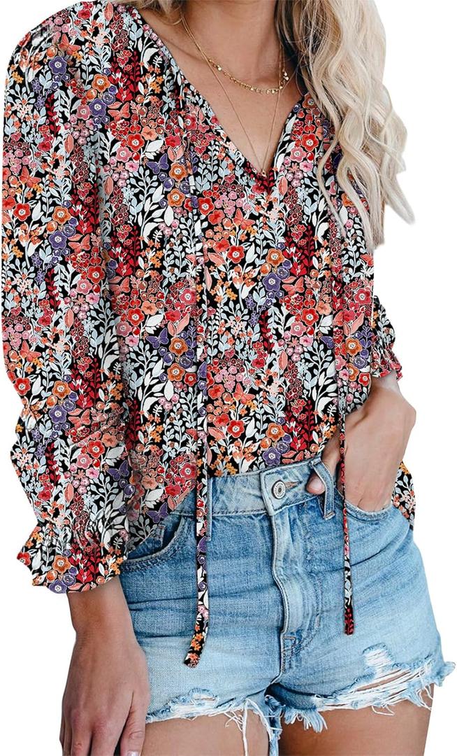 Dokotoo Women's Soft Blouse (X-Large, Blue)