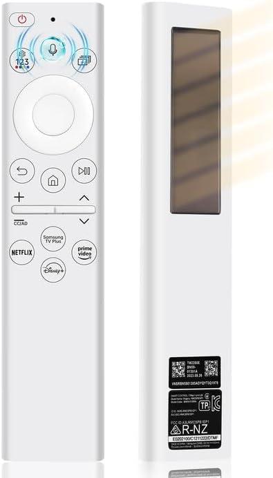 BN59-01391A Solar Voice Remote Replacement for Samsung Frame TV Remote with Bluetooth Rechargeable Solar Cell, for Samsung Smart TVs Neo LED 4K 8k Ultra HD 2021-2023, 4 Shortcut Buttons, White