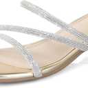 Ankis Black Nude White Strappy Heels Women 1 Inch Low Chunky Block Heel Heeled Sandals Square Open Toe Slip On Slides Mules, 11B(M)