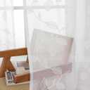YoungsTex Leaf Linen Sheer Curtains 63 Inches Length for Living Room, Rod Pocket White Lace Drapes Light Filtering Lightweight Boho Embroidered Window Teatments for Bedroom, 2 Panels, 52 X 63 Inch