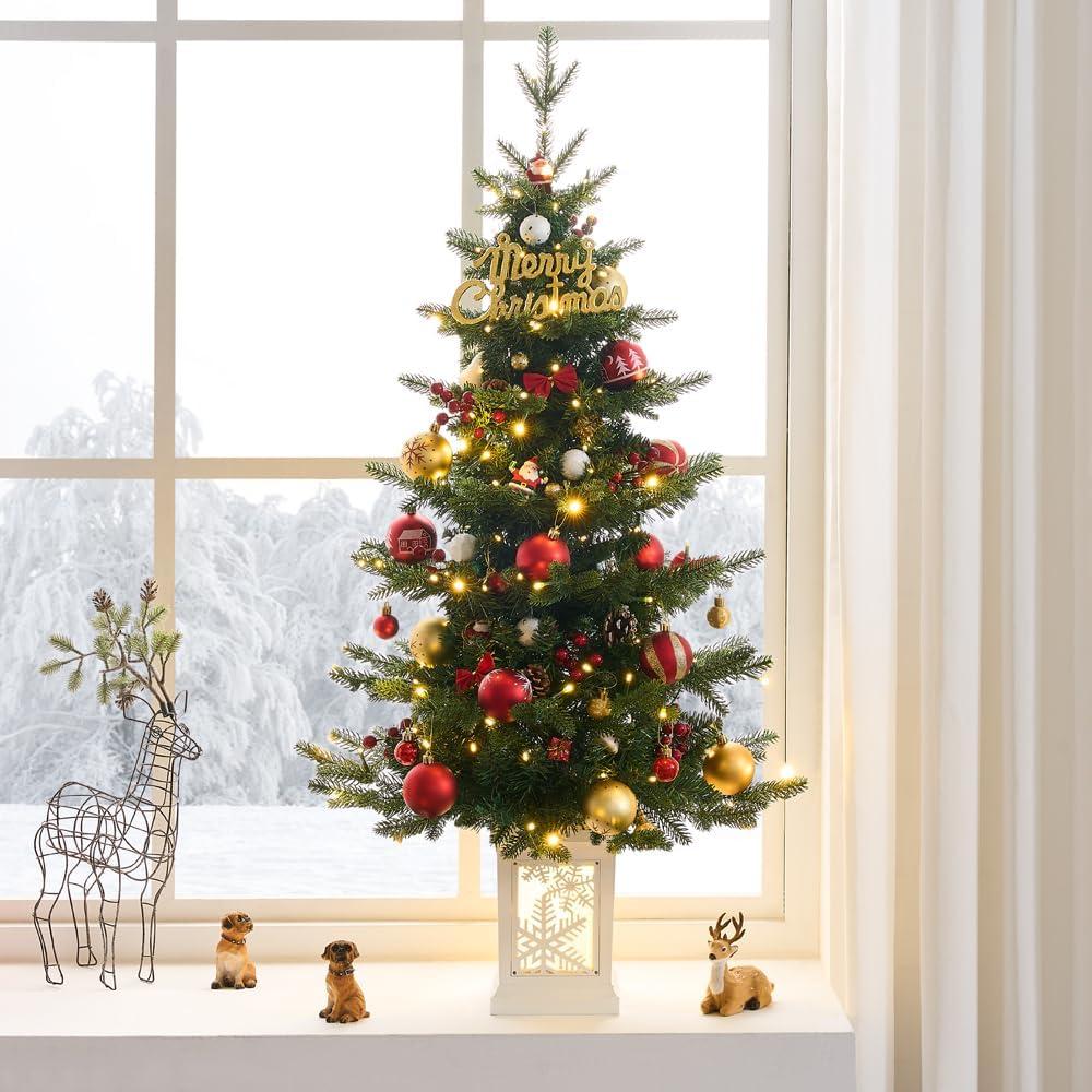 3.5ft Pre-Lit Christmas Tree with LED Lights, Auto Timer