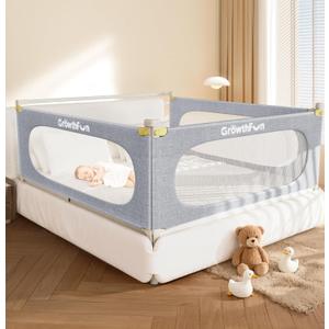 3-Piece Full Size Bed Rail for Toddlers, Baby Bed Rail Guard with Height Adjustable, Kids Safety Toddler Bed Rail for Full Size Bed (74.8"x74.8"x54" - Grey)