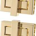 uxcell 2 Sets Rectangular Purses Twist Lock 44mm X 22mm Clutches Closures for DIY Bag Making - Light Gold