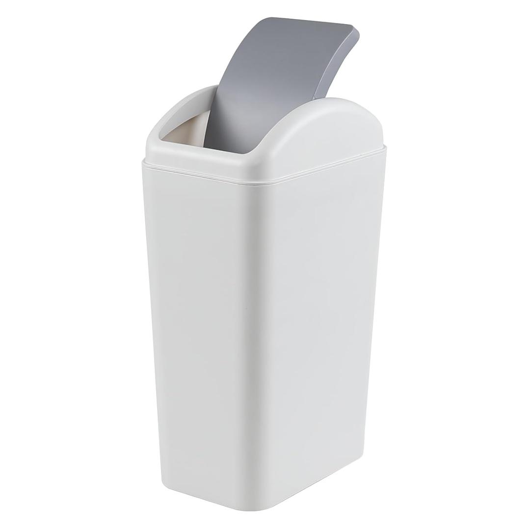 3 Gallon Trash Can with Swing-Top Lid, Plastic Swing-Top Trash Can (Grey)