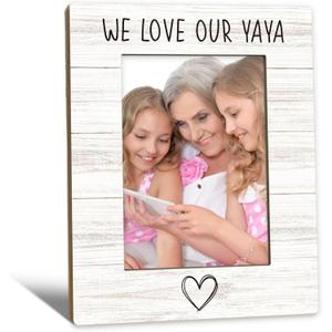 Yaya Gifts Picture Frame 5x7, YayaGrandma Photo Frame, Christmas Mothers Day Birthday Gift for YayaGrandma from Grandkids, We Love Our Yaya Wooden Picture Photo Frames for Desk Home Room Decor