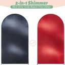 Reversible Glitter Black Red Arch Backdrop Cover 7.2FT, Double-Sided Sequin Shimmer Chiara Cover with Zipper, No Shed Stretchy Spandex Fit for Wedding Birthday Graduation Party Decor