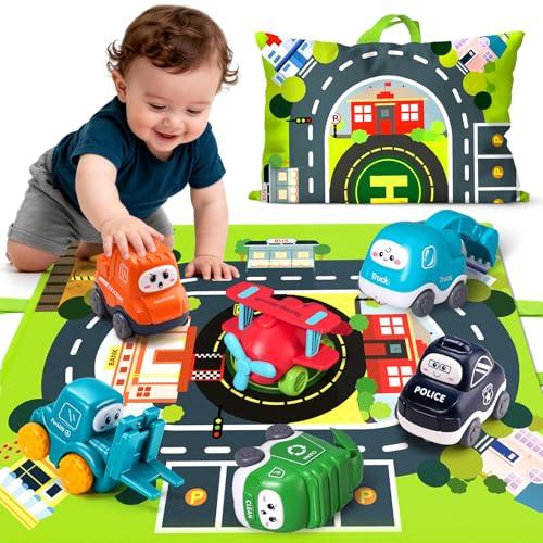 Big Cartoon Truck Car Toys for 1 Year Old Boy with Playmat/Storage Bag|Baby and Toddler Toys 12-18 Months & Age 1-2|1st Birthday Gift for Baby Toys 1 Year Old