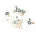NUOBESTY 4-Piece Sage Green Wedding Hair Comb Set Bridal Hair Accessories with Pearl Floral Leaf Design for Women Special Occasions
