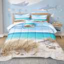 MOVE OVER Ocean Comforter Set California King Size 4 Pieces Coastal Bedding Set Blue Hawaii Island Scenery Design Ocean Beach Themed Comforter Set for Summer