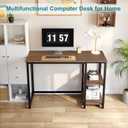 SINPAID 40" Vintage Desk with Shelves, Sturdy Dark Brown Desks with Storage, Rustic Desk Wooden