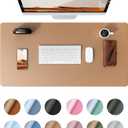 YSAGi Leather Desk Protector, Office Mat, Large Mouse Mat, Non-Slip PU Leather Blotter, Laptop Desk Mat, Waterproof Writing Pad for Office and Home (Khaki, 31.5" x 15.8")