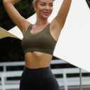 RUNNING GIRL High Impact Sports Bras for Women,Racerback Running Bra Workout Crop Tank Tops Longline Sports Bra Push up (Green, S)
