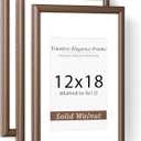 Natural Walnut 12x18 Picture Frames Mat to 9x12 Picture Display Set of 3,Original Wood Handcrafted 12x18 Wooden Certificate Frame with Tempered Glass Graduation Family Wedding Photo Wall Mounted