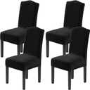 H.VERSAILTEX Velvet Dining Chair Covers Stretch Chair Covers for Dining Room Set of 4 Parson Chair Slipcovers Chair Protectors Covers Dining, Soft Thick Solid Velvet Fabric Washable, Black