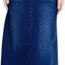 chouyatou Women's Casual Stretch Waist Washed Denim A-line Maxi Skirt (Deep Blue) 2XL
