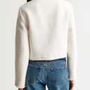 Women's Tweed Jackets Long Sleeve Crew Neck Button Down Cropped Jacket Coat with Pockets (Black, L)