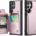 Vinich for Samsung Galaxy S25 Ultra Wallet Case with Card Holder, RFID Blocking Credit Slots Kickstand Shockproof Phone Cover Fit for Galaxy S25 Ultra 6.9" Pink