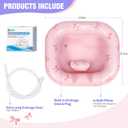 Cehim Inflatable Shampoo Basin - Portable Shampoo Bowl, Hair Washing Basin for Bedridden, Disabled,Injured, Hair Wash Tub for Dreadlocks and at Home Sink Washing (Pink-Bowtie, 15in Inner)