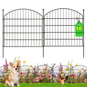 AOPEC 24 in(H) x20 Ft(L) No Dig Heavy Duty Metal Fence - 10 Panels Thick Rust-Resistant Decorative Fence Posts for Yard Security, Garden, Lawn, Farm and Poultry (Black)