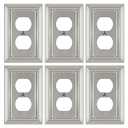 Metal Wall Plate for Electrical Outlets, Decorative Brushed Nickel Switch Plates Outlet Cover, Light Switch Cover Plate, 1-Gang Wall Plates (Duplex Outlet, 6 Pack)