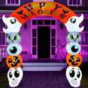 Joiedomi 8 FT Halloween Inflatables Ghost Archway Outdoor Decoration, Archway Blow Up for Yard with Build-in LEDs, Halloween Inflatable Arch Yard Outside Ghost Decor for Party, Garden