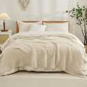 EMME Cotton Blanket King Size for Bed Soft Muslin Blankets 108"x90" Light Tan Lightweight Breathable Layering Bedspread Coverlet All Season Gauze