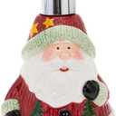 Boston International Ceramic Soap Dispenser Christmas Winter Holiday Refillable Liquid Hand Soap Bottle with Pump, 13-Ounces, Jolly Santa