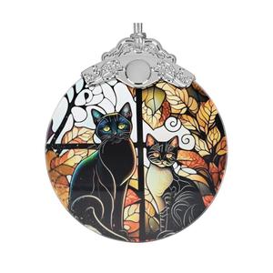 2025 Ornaments for Christmas Tree, Zmoicky Stained Glass Hanging Ornament, Christmas Ornaments Clearance, Gift Exchange Ornament, Bauble Present - Two Black Cat